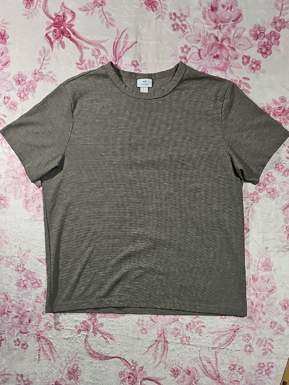 H&M Men's Crew Neck Heavy T-Shirt in Heather Taupe